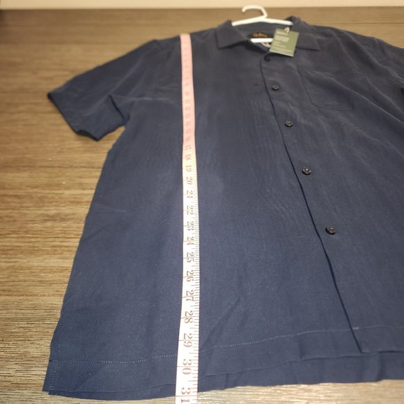 Quince 100% Silk Twill Short Sleeve Camp Shirt NWT Navy XL - Picture 3 of 7
